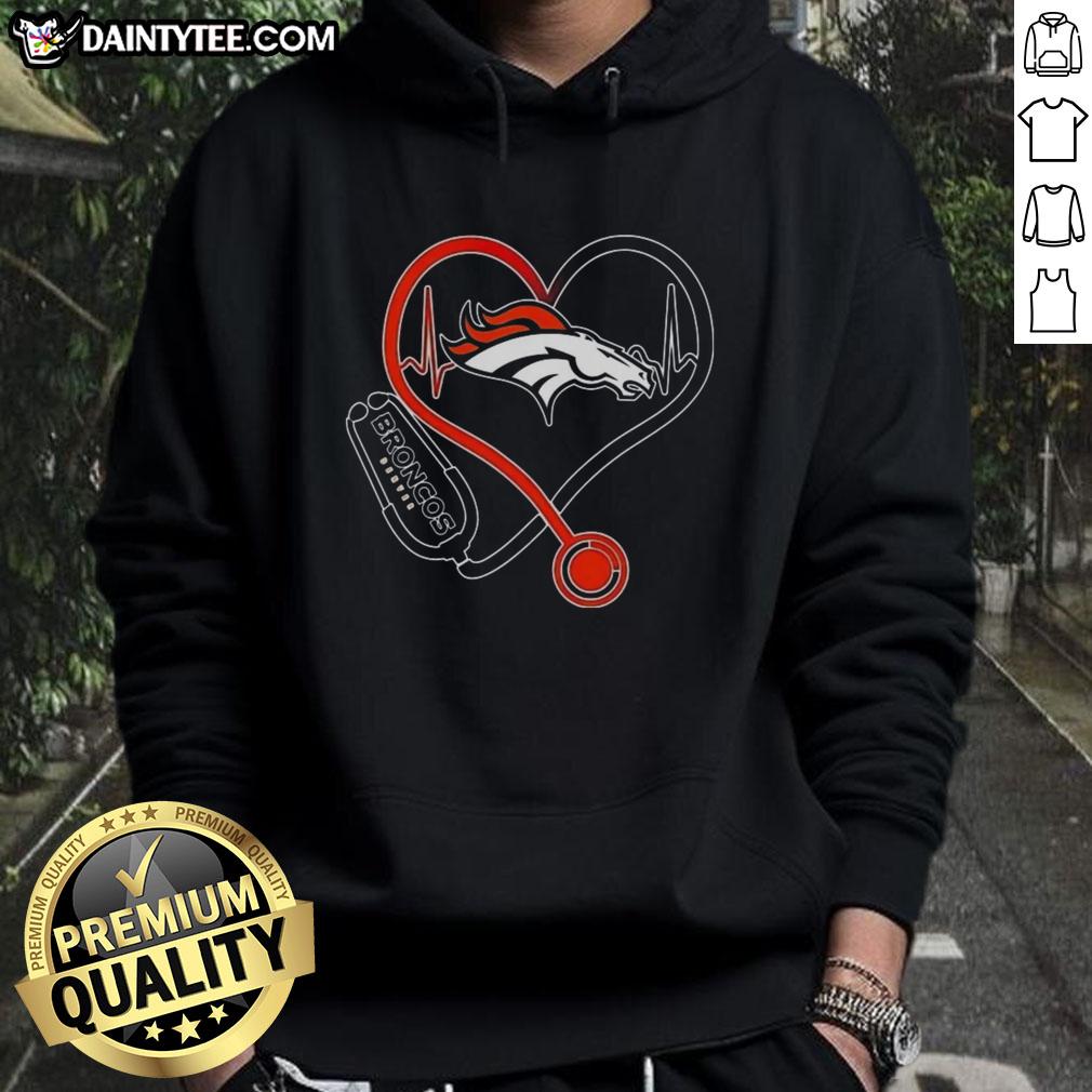 Good Nurse Love Denver Broncos Hoodie showcasing a cozy design for fans supporting healthcare and football.