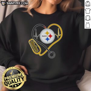 Good Nurse Love Pittsburgh Steelers Sweatshirt featuring a heart and football design, perfect for fans and nurses.