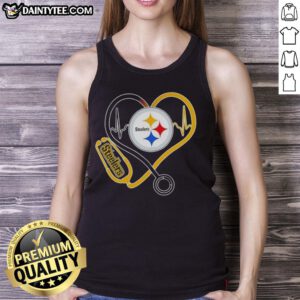 Good nurse wearing a Pittsburgh Steelers tank top, showcasing team spirit and love for healthcare.
