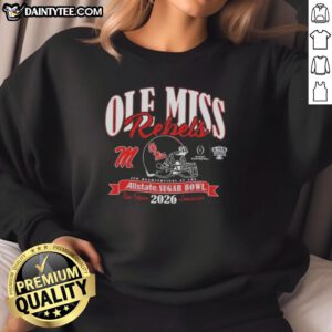 Good Ole Miss Rebels College Football Playoff 2026 Sugar Bowl sweatshirt in navy blue with bold team logo and design.