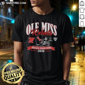 Good Ole Miss Rebels College Football Playoff 2026 Sugar Bowl T-Shirt featuring team logo and vibrant design.