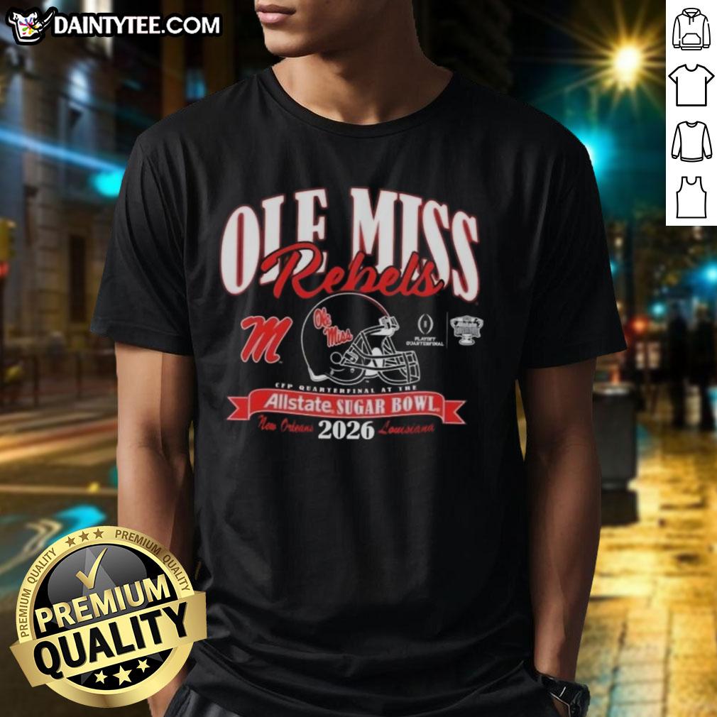 Good Ole Miss Rebels College Football Playoff 2026 Sugar Bowl T-Shirt featuring team logo and vibrant design.
