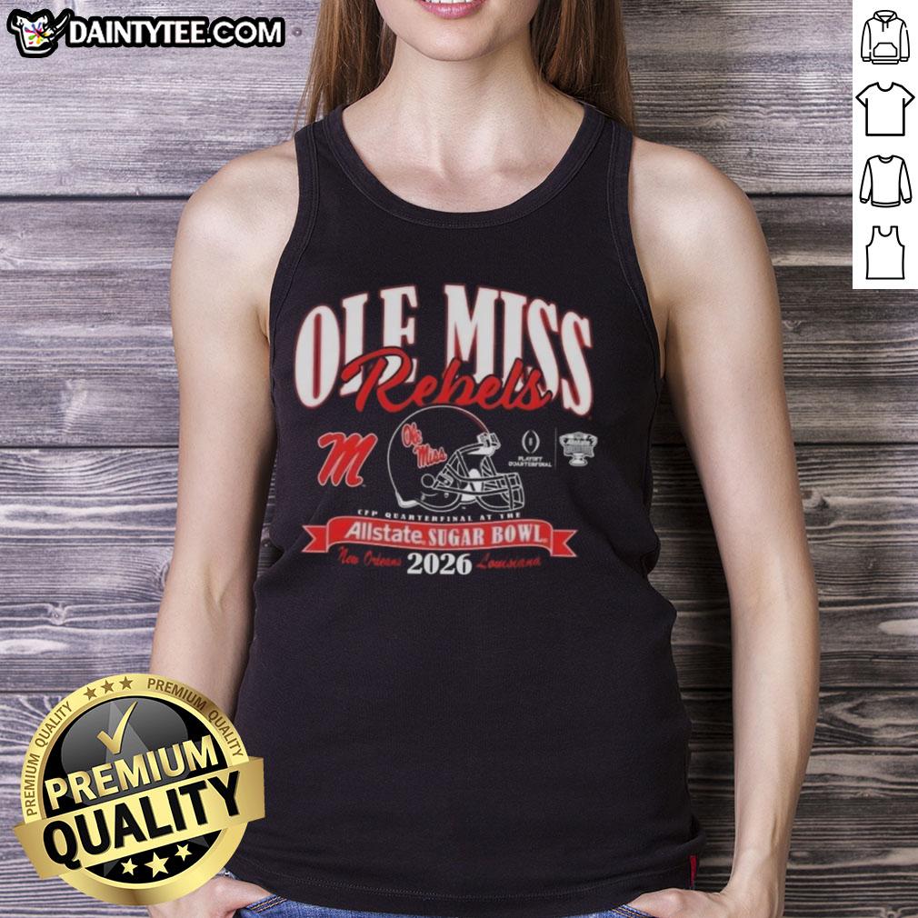 Good Ole Miss Rebels College Football Playoff 2026 Sugar Bowl tank top featuring vibrant team colors and logo design.