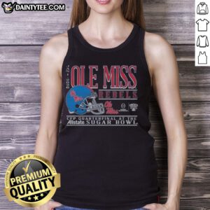 Alt Text: Good Ole Miss Rebels Football 2025 Allstate Sugar Bowl CFP Quarterfinal tank top featuring team logo and colors.