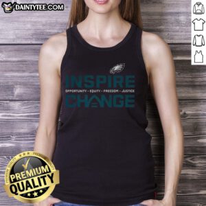 Good Philadelphia Eagles Inspire Change Equity Justice tank top showcasing team spirit and commitment to social justice.