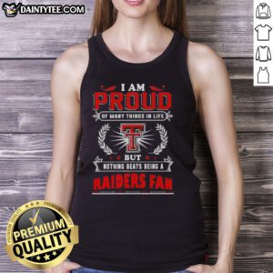 Happy Texas Tech Red Raiders fan wearing a proud tank top, celebrating their love for the team and school spirit.
