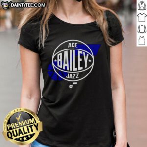 Hot Ace Bailey Utah Jazz Basketball Logo Ladies Tee featuring vibrant team colors and stylish design for fans.