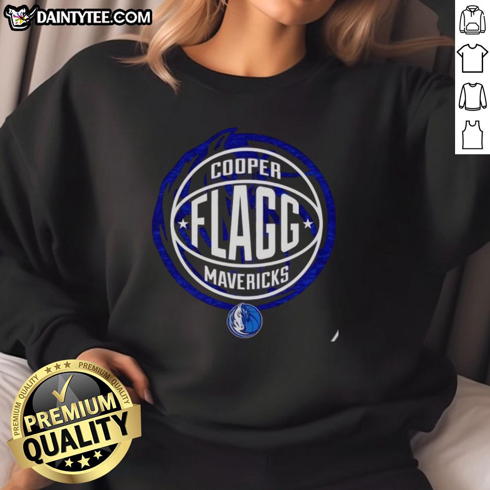 Hot Cooper Flagg Dallas Mavericks basketball logo sweatshirt showcasing vibrant team colors and stylish design.