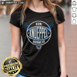 Hot Kon Knueppel Charlotte Hornets basketball logo ladies tee, featuring vibrant colors and stylish design for fans.