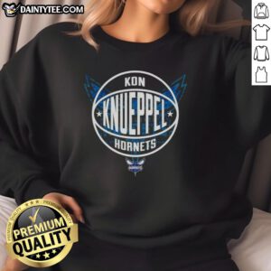 Alt Text: Hot Kon Knueppel Charlotte Hornets basketball logo sweatshirt featuring vibrant colors and a stylish design.