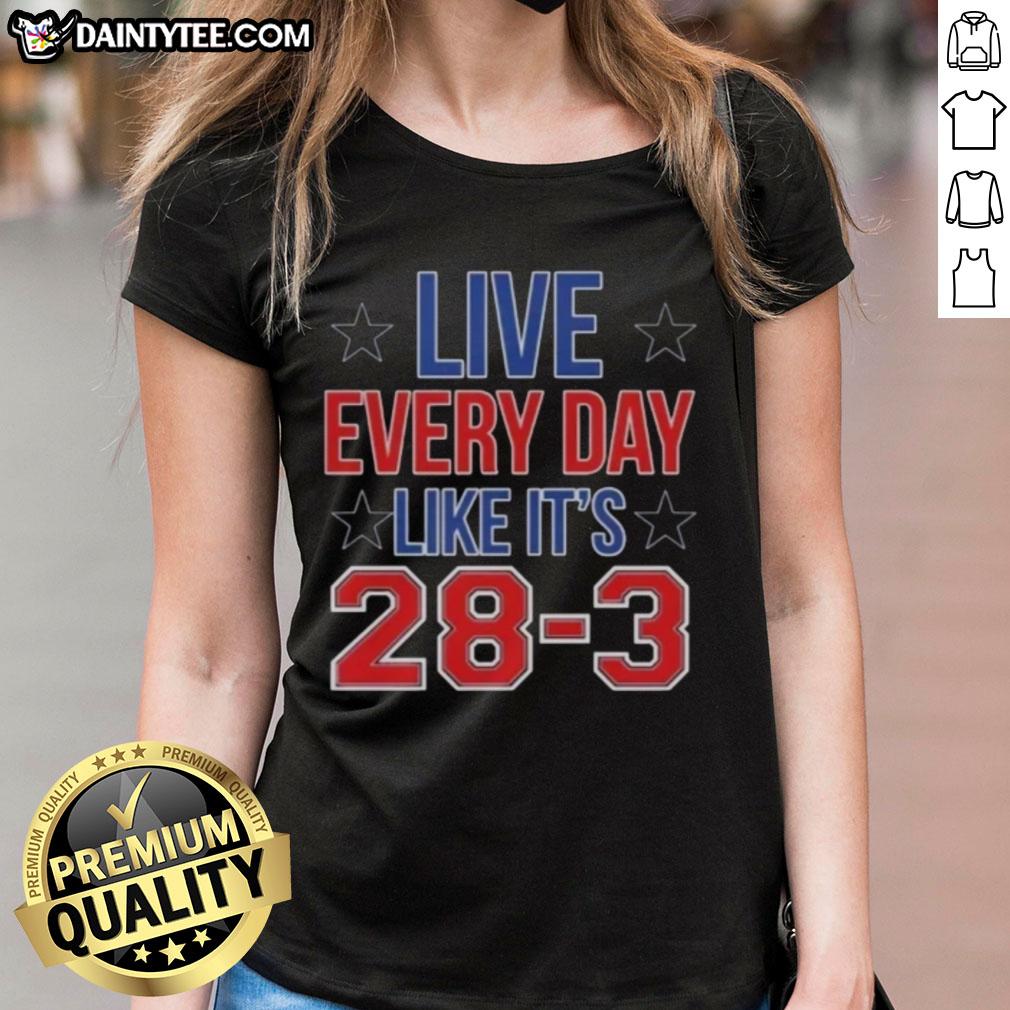 Hot Live Everyday Like It's 28-3 High Quality Ladies Tee in vibrant colors, perfect for casual and trendy outfits.