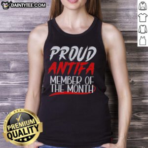 Hot Proud Antifa Member of the Month tank top featuring bold graphics and a stylish fit for activists.
