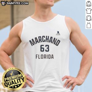 Nice Brad Marchand Florida Panthers ice hockey tank top featuring name and number 63 for fans and players.