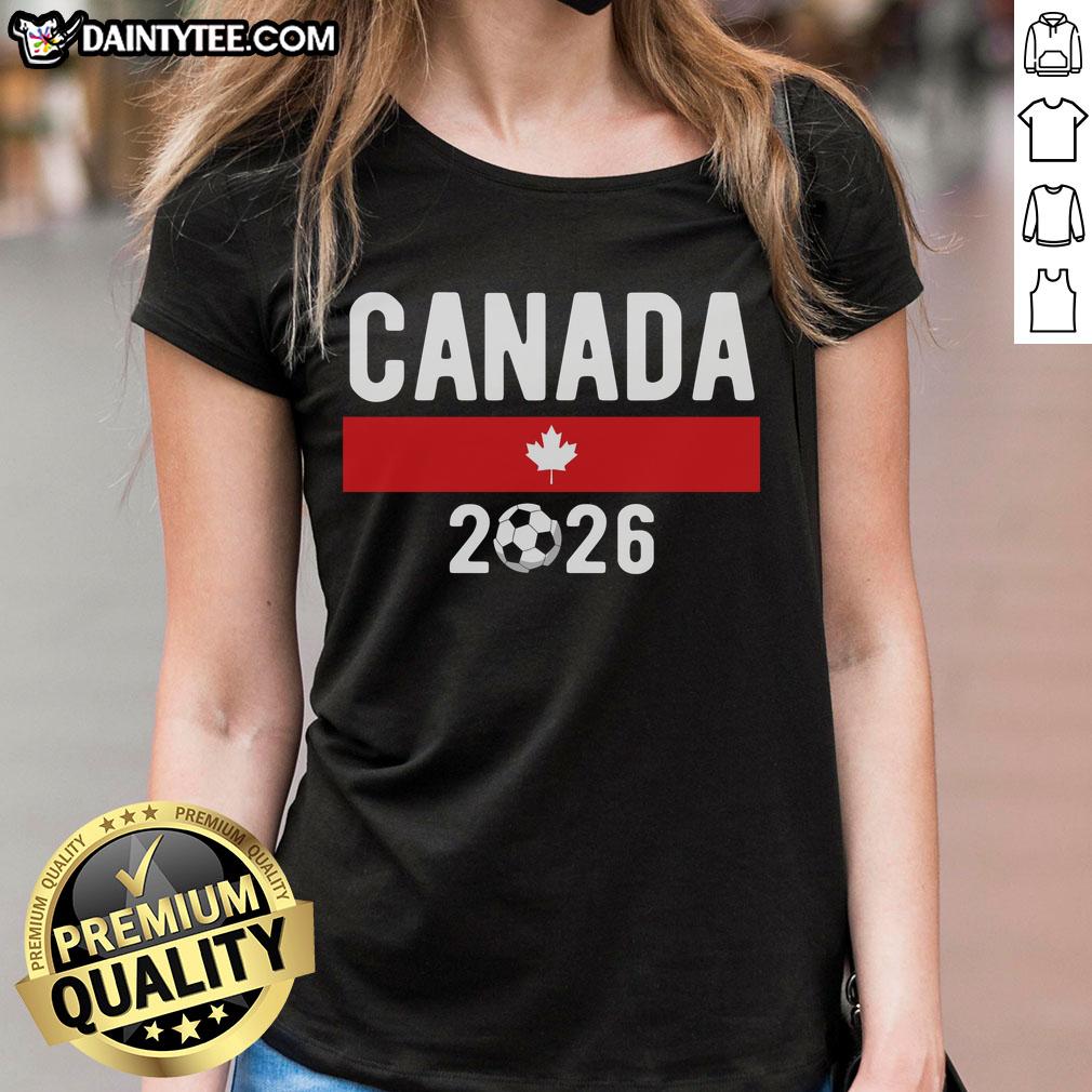Classic Canadian soccer fan ladies tee, featuring stylish design for 2026 Nice, Canada soccer event.