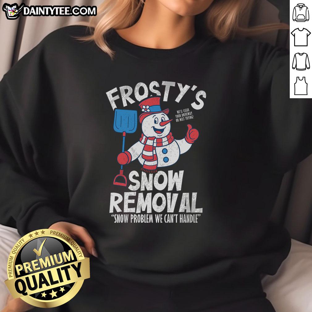 Alt Text: Cozy Nice Frostys snow removal sweatshirt featuring a stylish design, perfect for winter activities and staying warm.