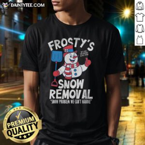 Nice Frostys Snow Removal T-Shirt featuring a stylish design for winter enthusiasts and snow removal professionals.