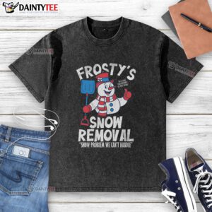 Nice Frostys Snow Removal washed t-shirt featuring a stylish design for winter enthusiasts and snow removal professionals.