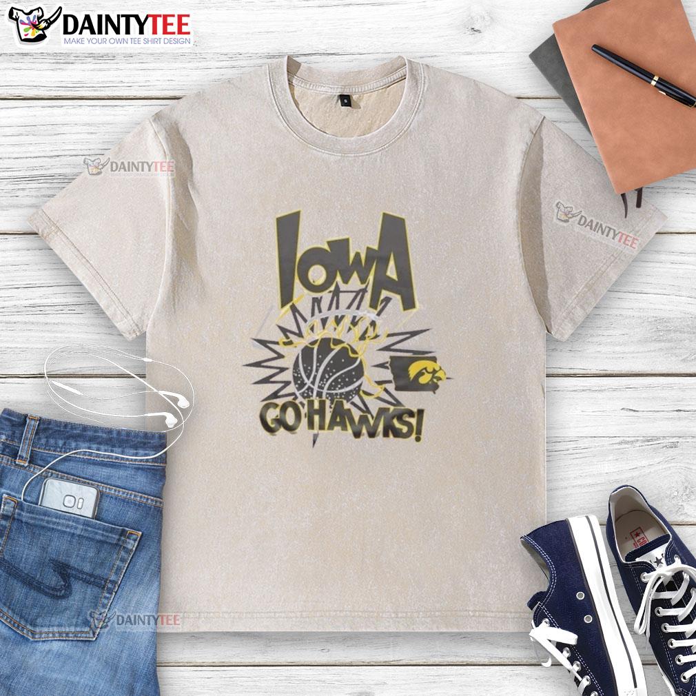 Nice Iowa Hawkeyes Go Hawks Slam Washed T-Shirt in black, perfect for fans supporting the Iowa Hawkeyes.