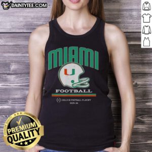 Alt Text: Stylish Miami Hurricanes helmet graphic on a tank top for CFP College Football Playoff 2025-26.