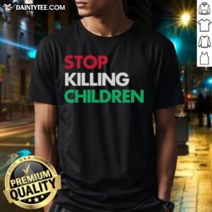 Nice Stop Killing Children T-Shirt featuring a bold anti-violence message, perfect for raising awareness and promoting peace.