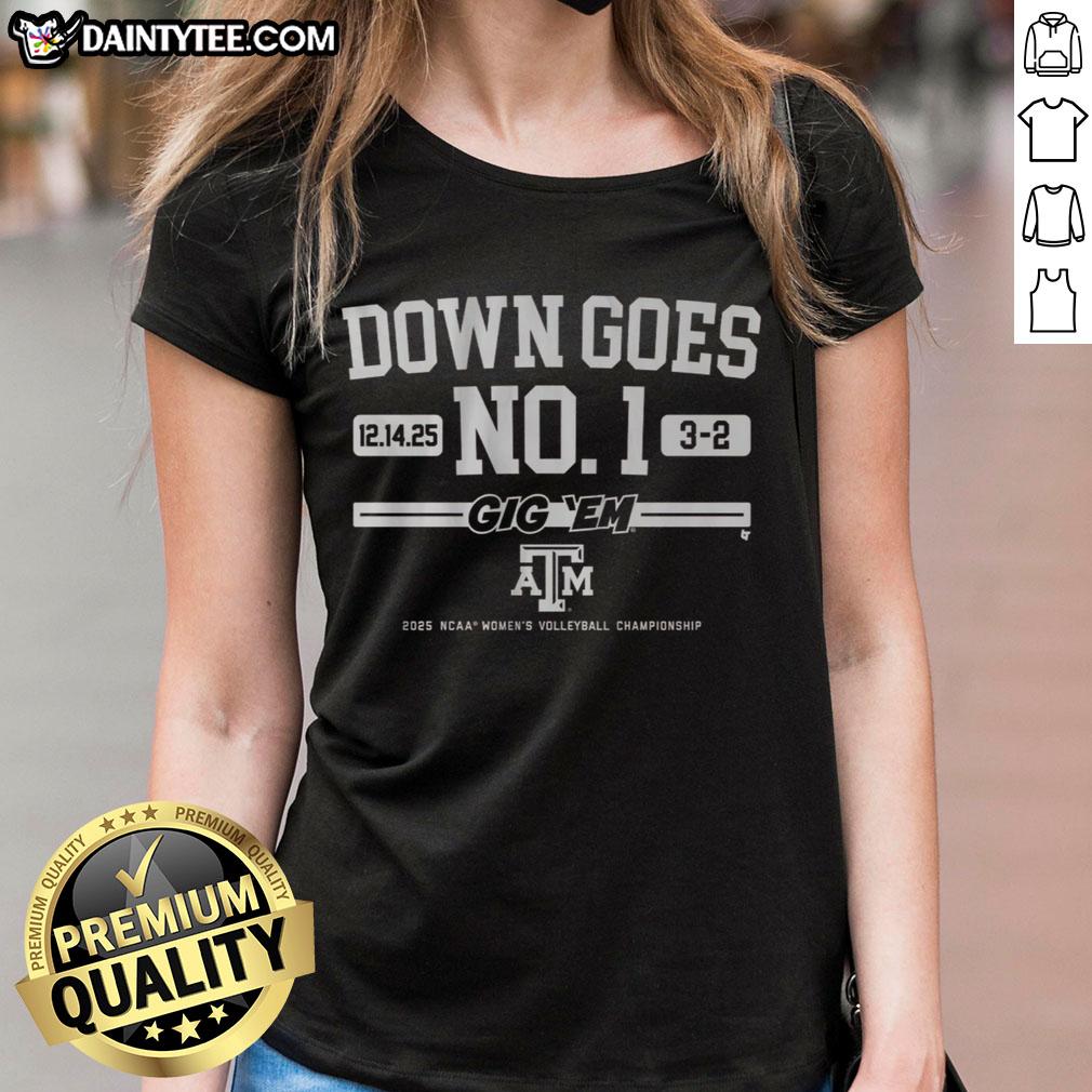 Nice Texas A&M Volleyball down goes No. 1 ladies tee featuring bold graphics and team colors, perfect for fans.