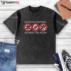 Nice Ultras Hapoel 'Against The Scum' washed t-shirt featuring bold graphics and a vintage distressed look.