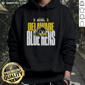 Alt Text: Official Delaware Blue Hens 2025 Ventures Bowl hoodie in blue, showcasing team logo and stylish design for fans.