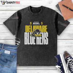 Alt Text: Official Delaware Blue Hens 2025 Ventures Bowl washed t-shirt featuring team logo and vibrant blue color.