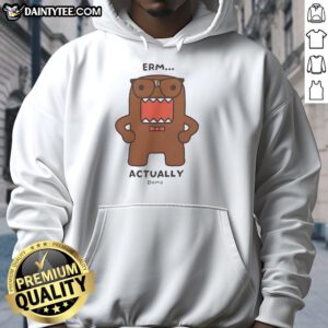 Official Domo Kun Erm Actually Monster Cartoon Hoodie featuring a vibrant design of the iconic character.