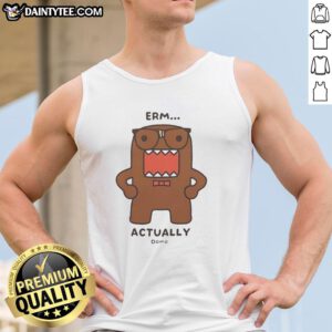 Official Domo Kun Erm Actually Monster Cartoon Tank Top featuring a vibrant Domo Kun design, perfect for casual wear.