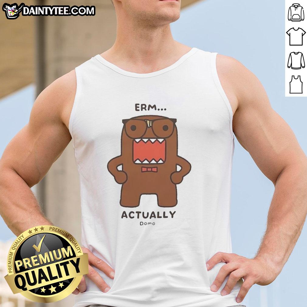 Official Domo Kun Erm Actually Monster Cartoon Tank Top featuring a vibrant Domo Kun design, perfect for casual wear.