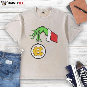 Official Harris County High School Grinch Favorite County Christmas 2025 washed t-shirt design featuring festive graphics.
