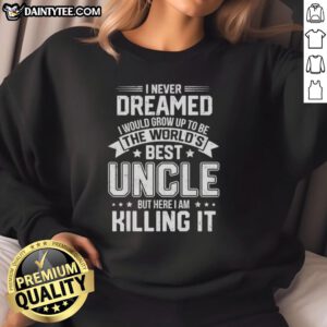 Alt Text: Men's sweatshirt featuring 'I Never Dreamed I'd Grow Up To Be The World's Best Uncle' design, perfect for proud uncles.