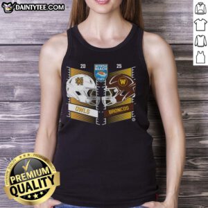 Official Kennesaw State Owls vs Western Michigan Broncos 2025 Myrtle Beach Bowl head-to-head helmet tank top design.