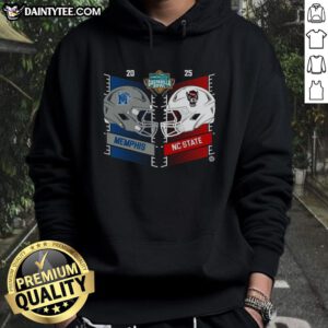 Alt Text: Official Memphis Tigers vs North Carolina State Wolfpack 2025 Gasparilla Bowl Dueling Helmet Hoodie design.