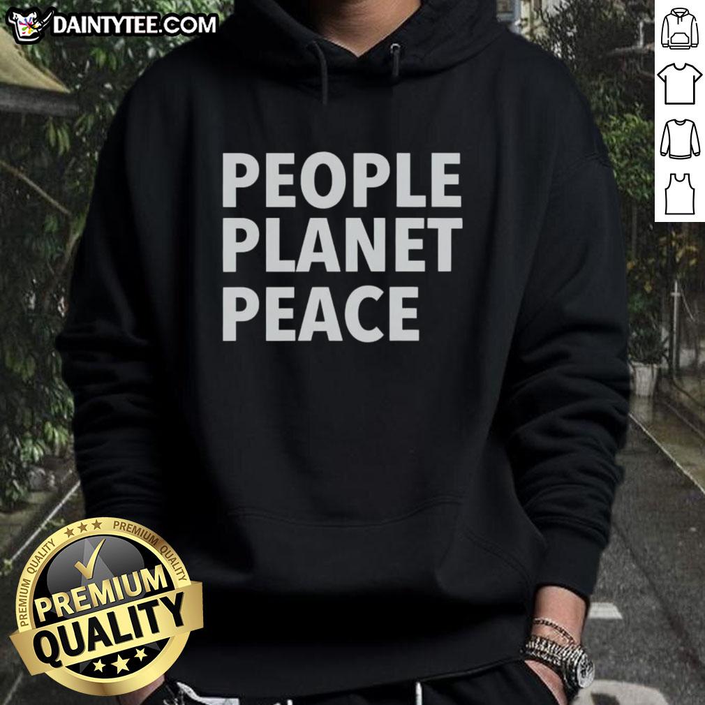 Official People Planet Peace Hoodie in eco-friendly fabric, featuring a vibrant design promoting sustainability and harmony.