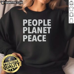 Official People Planet Peace Sweatshirt in vibrant colors, promoting sustainability and unity for a better world.