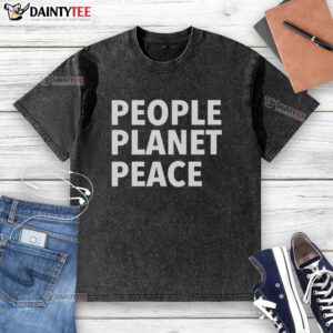 Official People Planet Peace washed t-shirt featuring a vibrant design promoting sustainability and harmony.