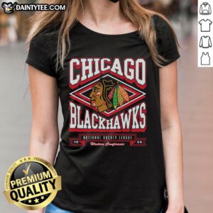 Premium Chicago Blackhawks Heater Ladies Tee in stylish design, showcasing team pride and comfort for female fans.