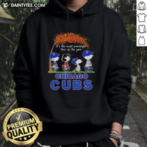 Premium Chicago Cubs X Peanuts Snoopy hoodie featuring autumn theme, perfect for the most wonderful time of the year.