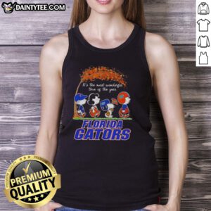Premium Florida Gators X Peanuts Snoopy and Friends autumn tank top for festive fall celebrations and game days.