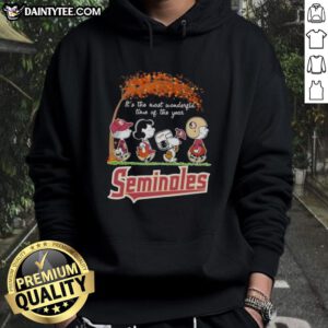 Alt Text: Premium Florida State Seminoles X Peanuts Snoopy and Friends autumn hoodie, perfect for celebrating fall festivities.