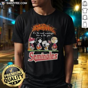 Premium Florida State Seminoles X Peanuts Snoopy And Friends Autumn T-Shirt, perfect for celebrating fall and fandom.