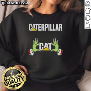 Premium Grinch Hands Love Caterpillar Christmas Sweatshirt featuring festive design and cozy fit for holiday cheer.