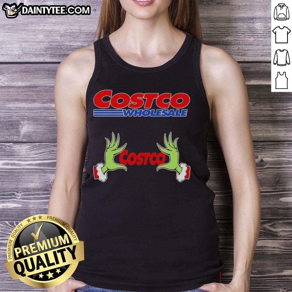 Premium Grinch Hands Love Costco Wholesale Christmas Tank Top featuring festive design, perfect for holiday celebrations.