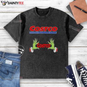 Premium Grinch Hands Love Costco Wholesale Christmas Washed T-Shirt featuring festive design and comfortable fit for holidays.