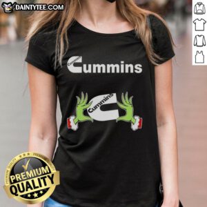 Premium Grinch Hands Love Cummins Christmas Ladies Tee featuring festive design and comfortable fit for holiday cheer.