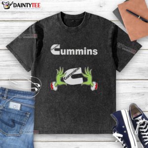 Premium Grinch Hands Love Cummins Christmas Washed T-Shirt featuring a festive design perfect for holiday celebrations.