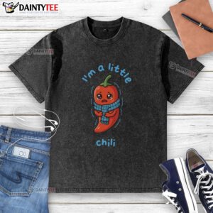 Alt Text: Premium Im A Little Chili Washed T-Shirt featuring a vibrant chili graphic, perfect for casual, stylish outfits.