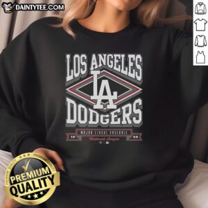 Alt Text: Premium Los Angeles Dodgers Heater Sweatshirt in navy blue, featuring the iconic Dodgers logo and cozy design.